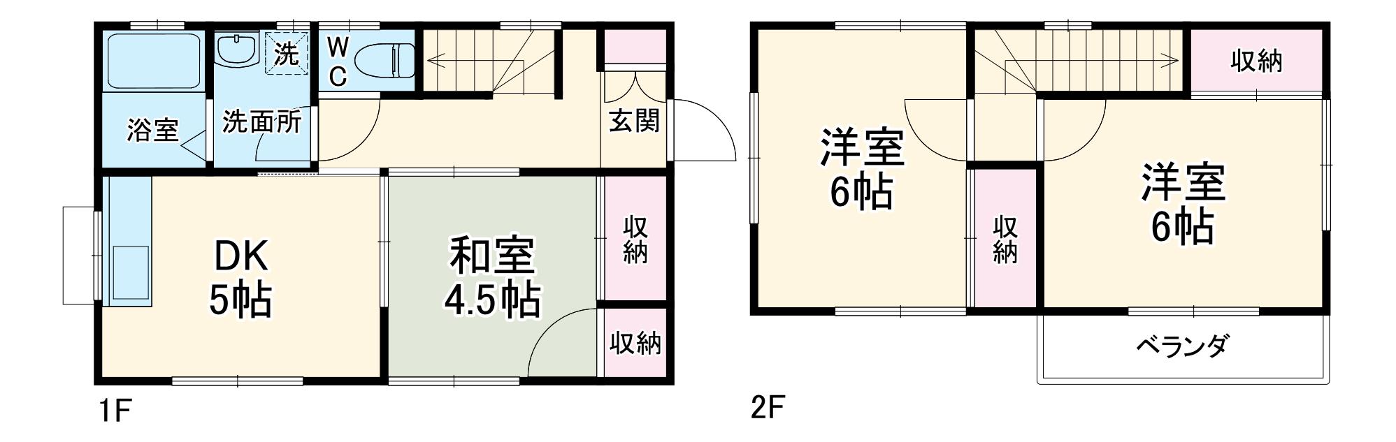 身延線 南甲府駅 徒歩21分 2階建 築31年(3DK)の間取り写真