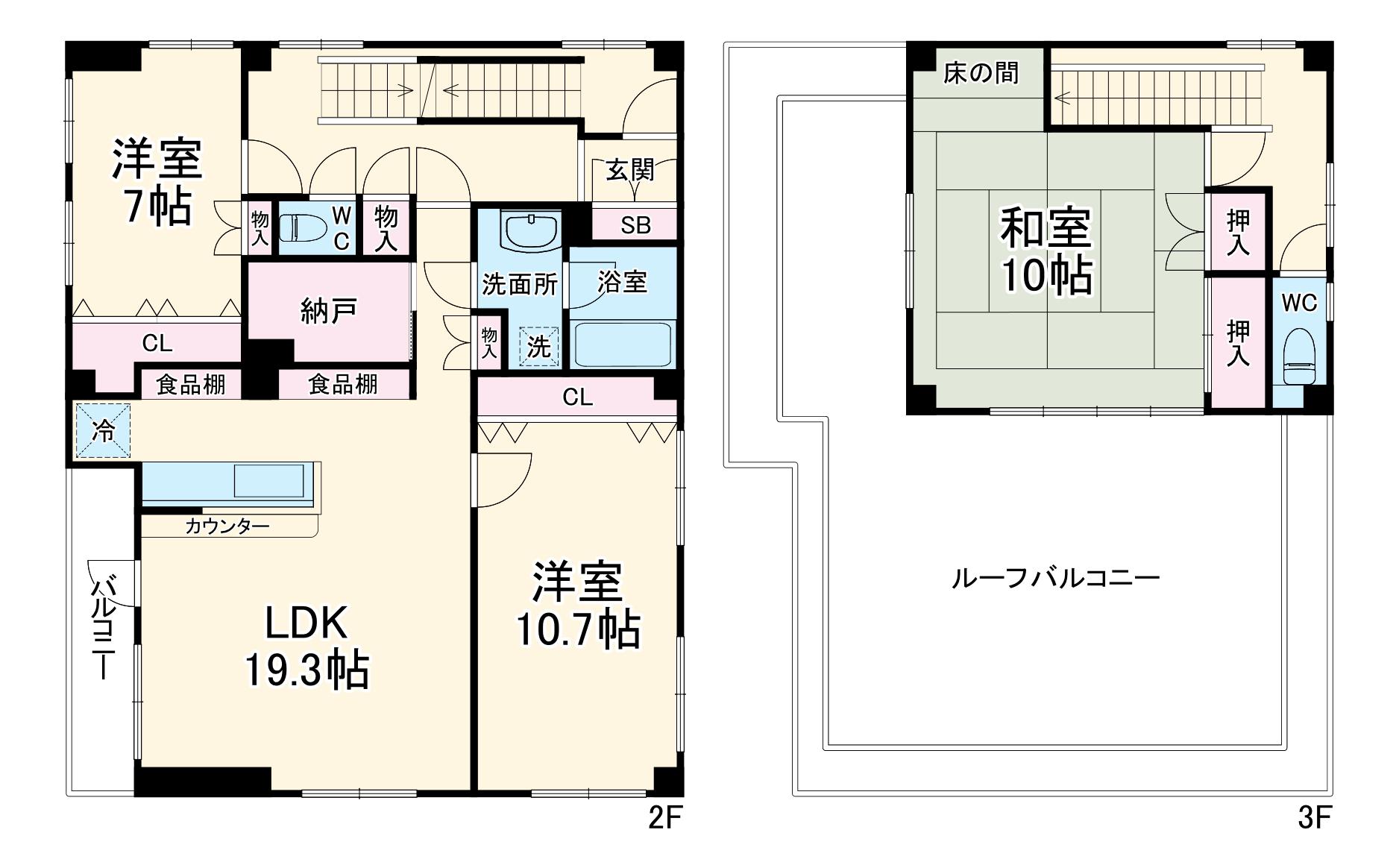 宮田ビル(3LDK/2階)の間取り写真