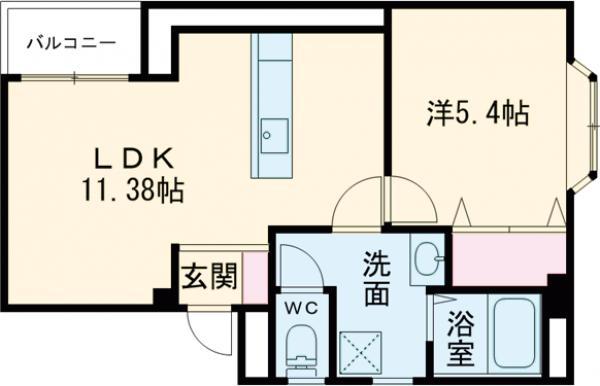 フローラ春江(1LDK/3階)の間取り写真