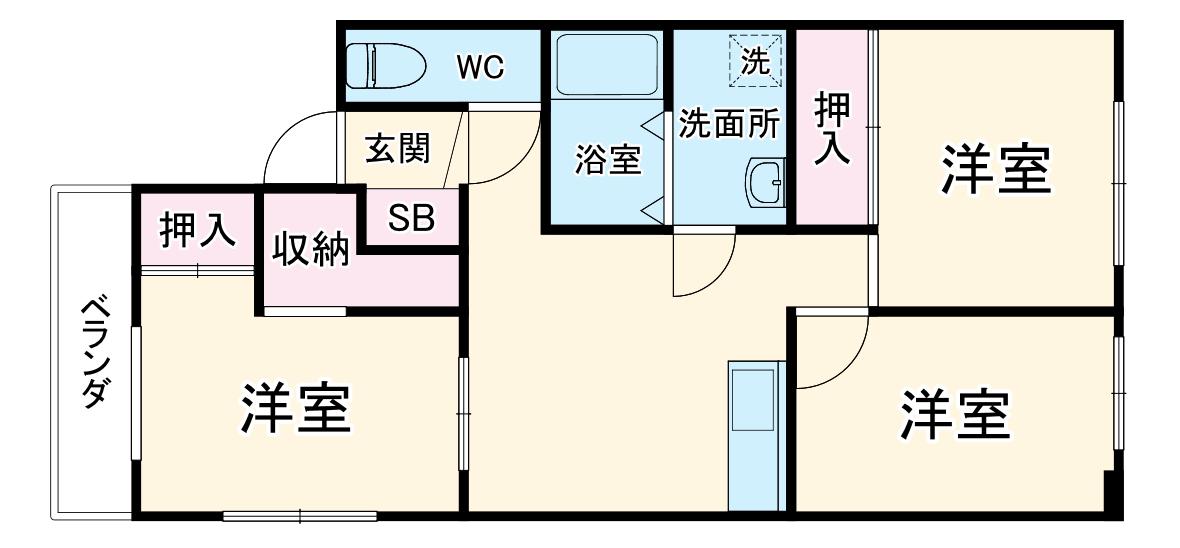 古屋マンション(3LDK/2階)の間取り写真
