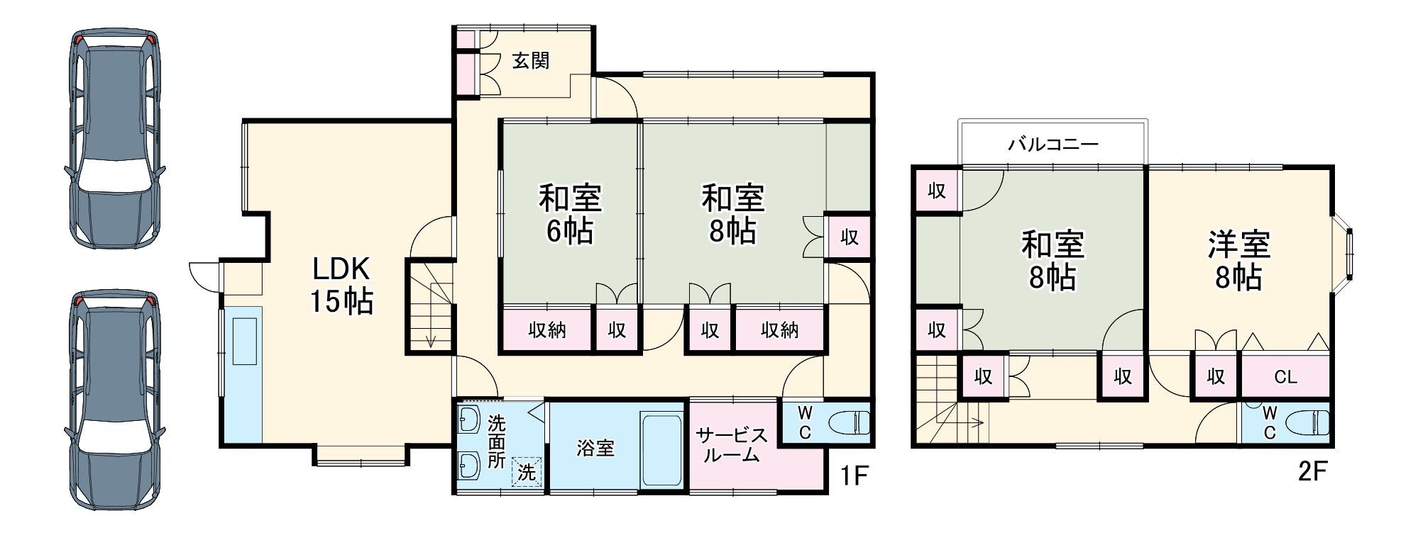 日暮里舎人ライナー 西新井大師西駅 徒歩21分 2階建 築34年(4SLDK)の間取り写真