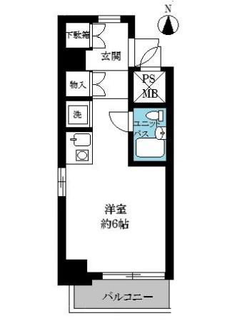 ペガサスマンション笹塚(ワンルーム/12階)の間取り写真