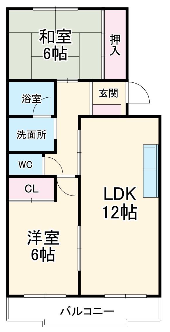 レ・セゾン菰口A(2LDK/3階)の間取り写真