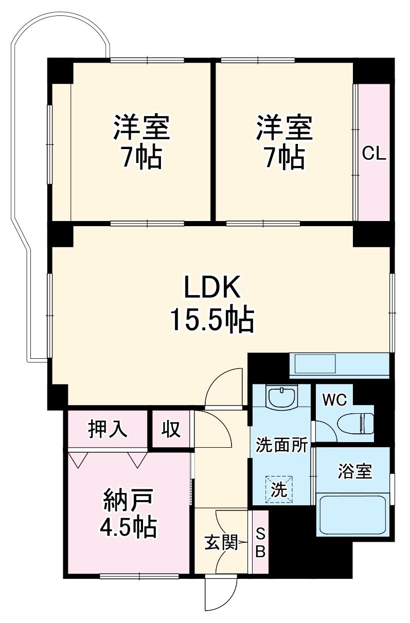 船橋グリーンハイツ(3LDK/7階)の間取り写真