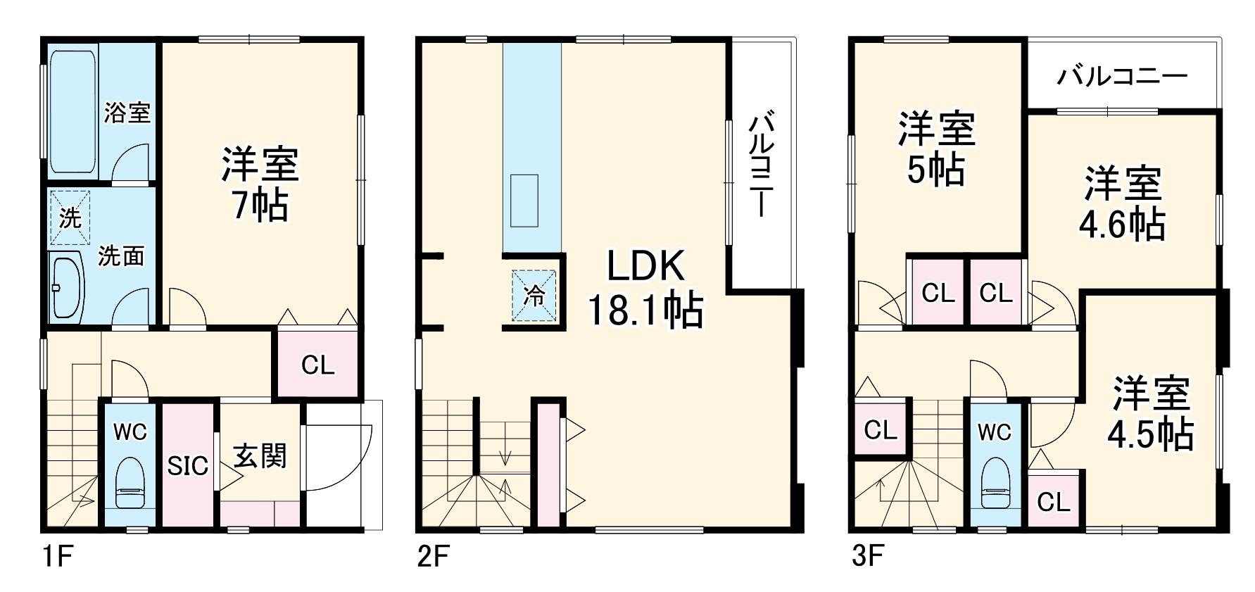 神奈川県茅ヶ崎市 3階建 築1年