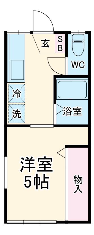 Kパレス弘明寺(ワンルーム/2階)の間取り写真
