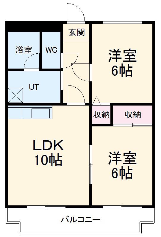 グランディ青塚(2LDK/2階)の間取り写真
