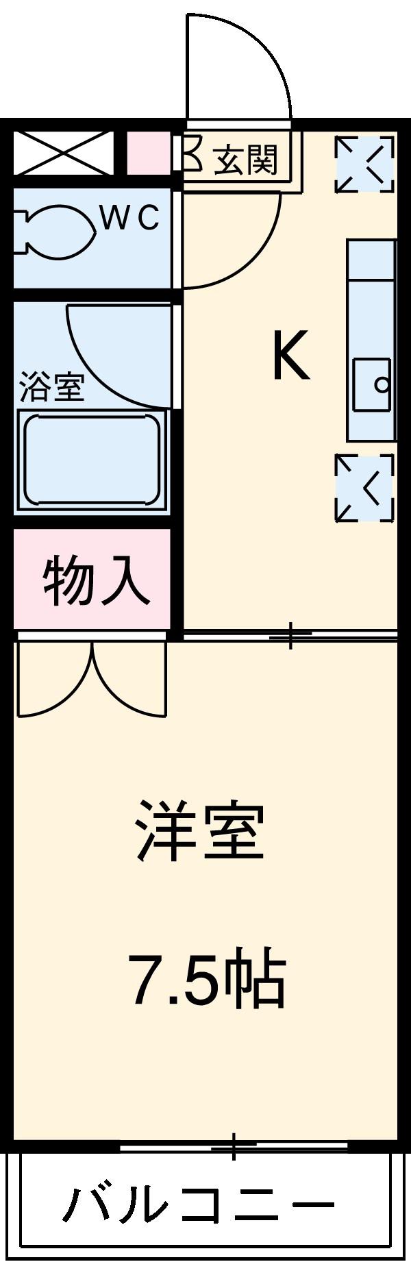 メイプルハイツ(1K/4階)の間取り写真