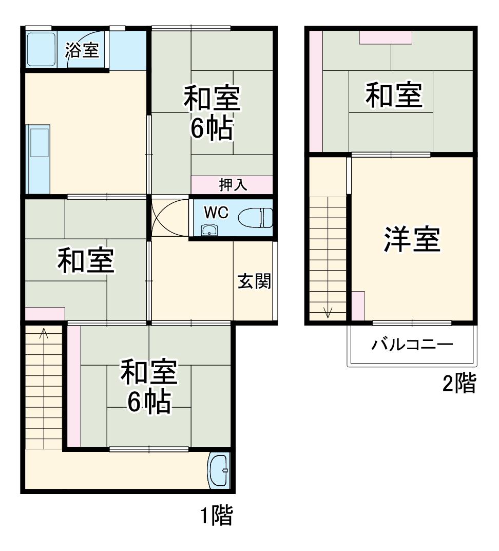 東海道本線 島田駅(静岡) 徒歩27分 2階建 築69年(5LDK)の間取り写真