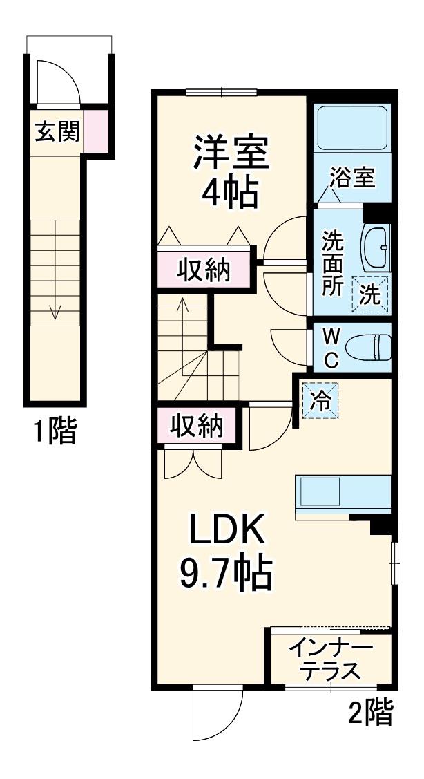 ノルドット(1LDK/2階)の間取り写真