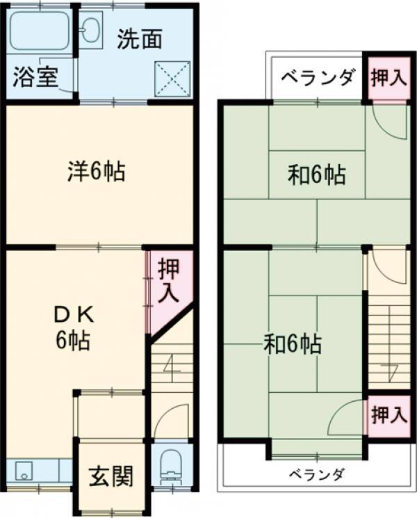 嵯峨野神ノ木町テラスハウス(3DK)の間取り写真
