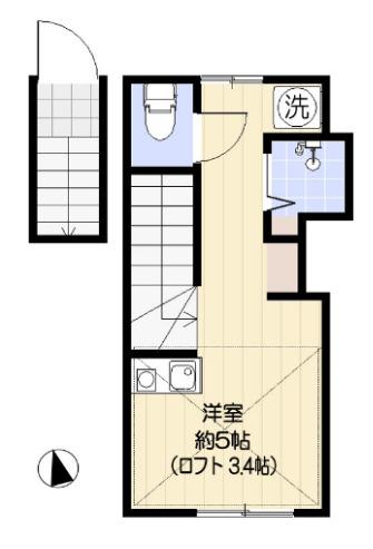 サラプリマベーラ(ワンルーム/2階)の間取り写真
