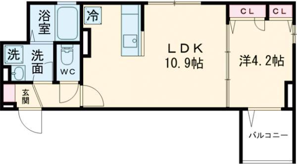 セレスティア南花畑Ⅴ(1LDK/3階)の間取り写真