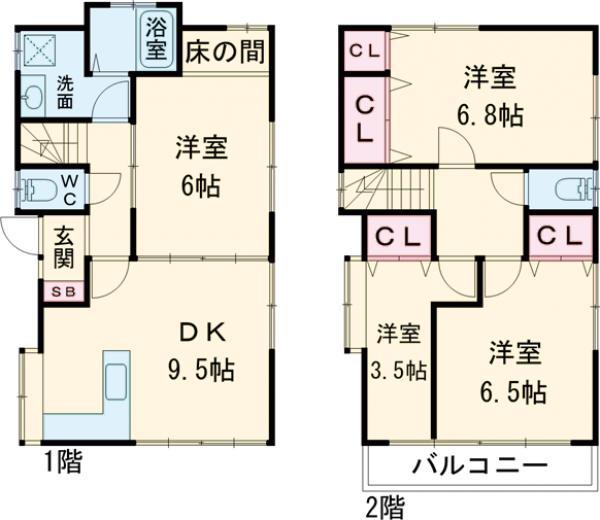EARTH東伏見(2LDK/1階)の間取り写真