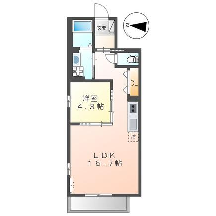 ディアパレス宮の前(1LDK/3階)の間取り写真