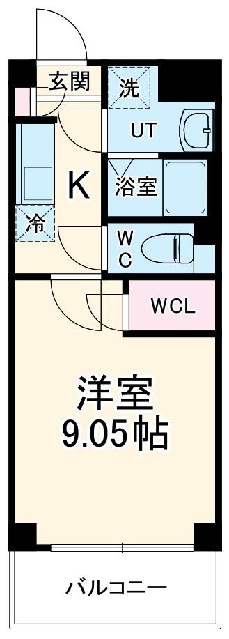 GRAN DUKE 算所(1K/9階)の間取り写真
