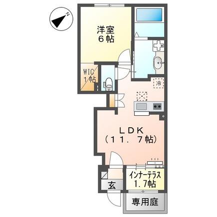 ルミナス・ウイング(1LDK/1階)の間取り写真