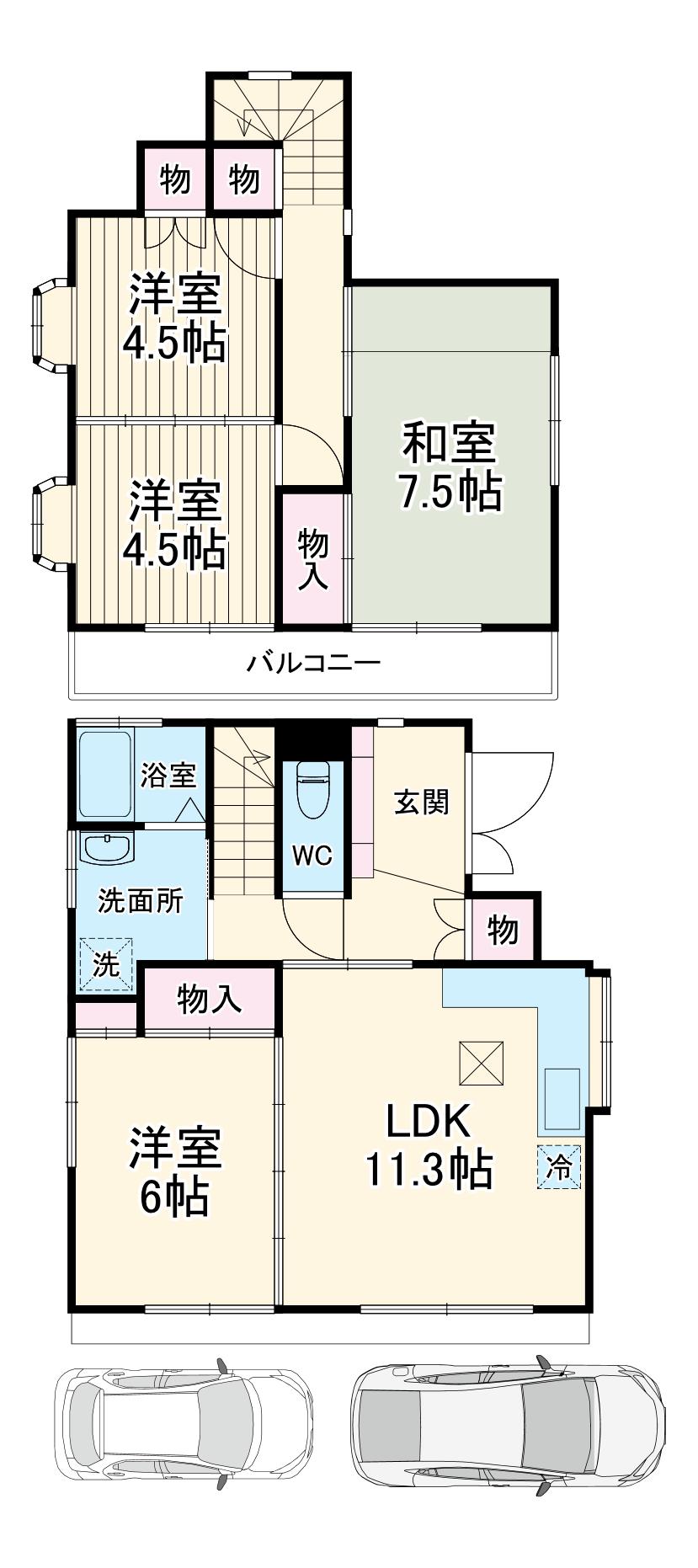 小田急電鉄小田原線 渋沢駅 徒歩28分 2階建 築34年(4LDK)の間取り写真