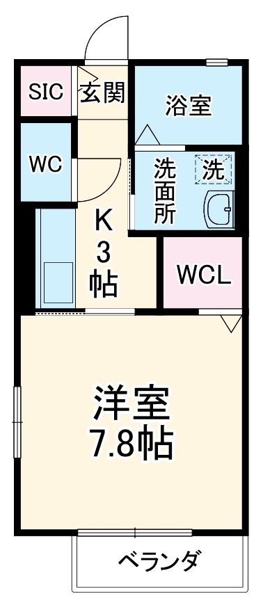 N BOX Ⅱ(1K/1階)の間取り写真
