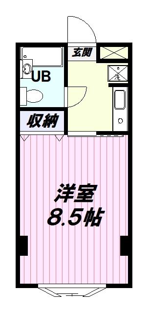 ISレジデンス西都賀(1K/2階)の間取り写真