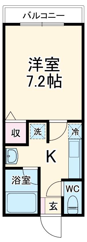 インフローレセンス(1K/1階)の間取り写真