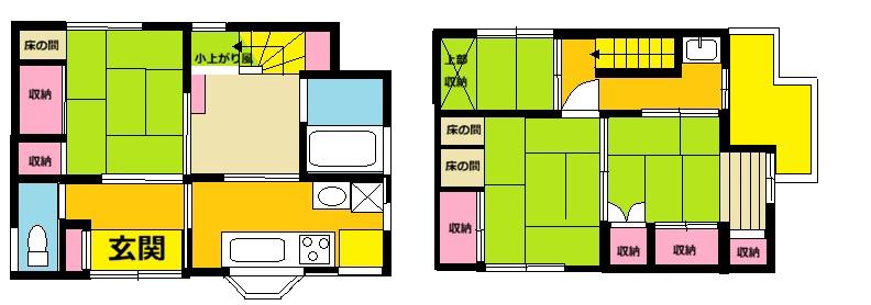 内房線 青堀駅 バス乗車時間：10分 かじや本店前バス停で下車 徒歩2分 2階建 築60年(3SDK)の間取り写真