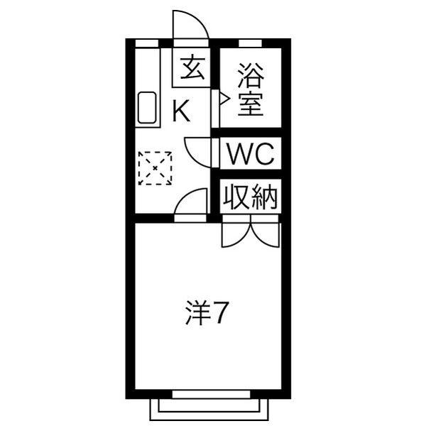 ハイツいぬい(1K/1階)の間取り写真