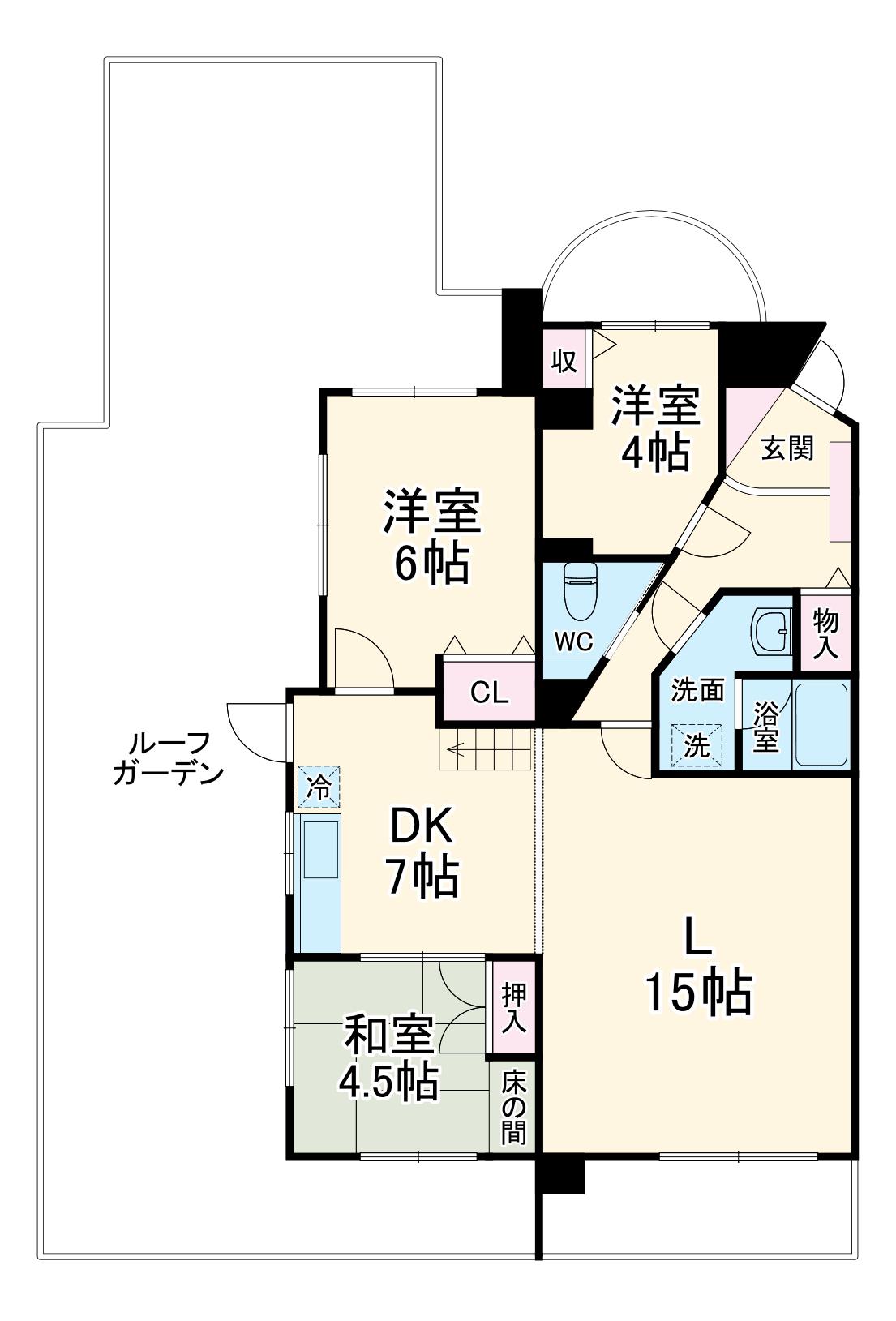 三旺マンション第二社台(3LDK/4階)の間取り写真