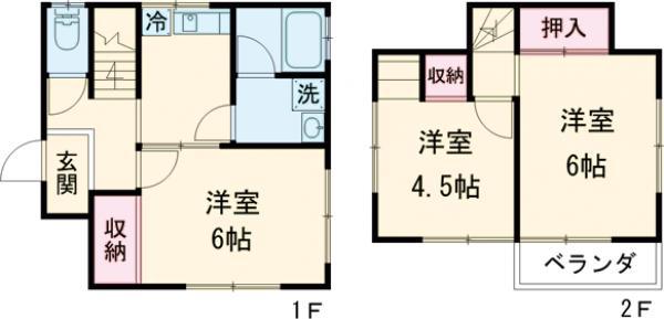 東武鉄道宇都宮線 西川田駅 徒歩21分 2階建 築51年(3DK)の間取り写真