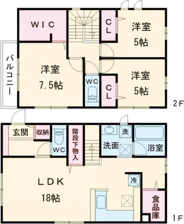 東京都大江戸線 光が丘駅 徒歩15分 2階建 築1年(3LDK)の間取り写真