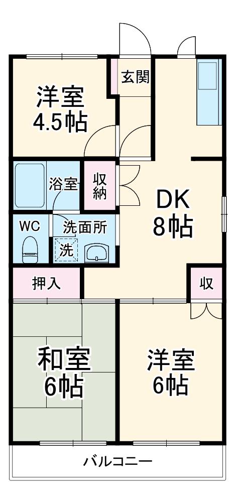 中新井ブルームハイツ(3DK/3階)の間取り写真