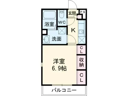 リブリ・アウレリア大久保(1K/1階)の間取り写真