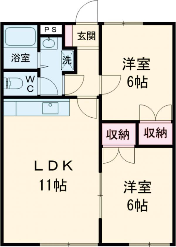 グレースヒル(2LDK/1階)の間取り写真