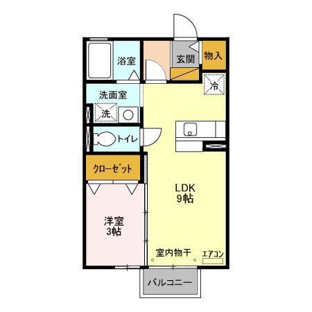 マノワールK B(1LDK/1階)の間取り写真