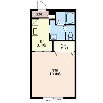 アルジャン室町Ⅱ(1K/2階)の間取り写真
