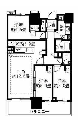 幕張ベイパーク ミッドスクエアタワー(3LDK/14階)の間取り写真