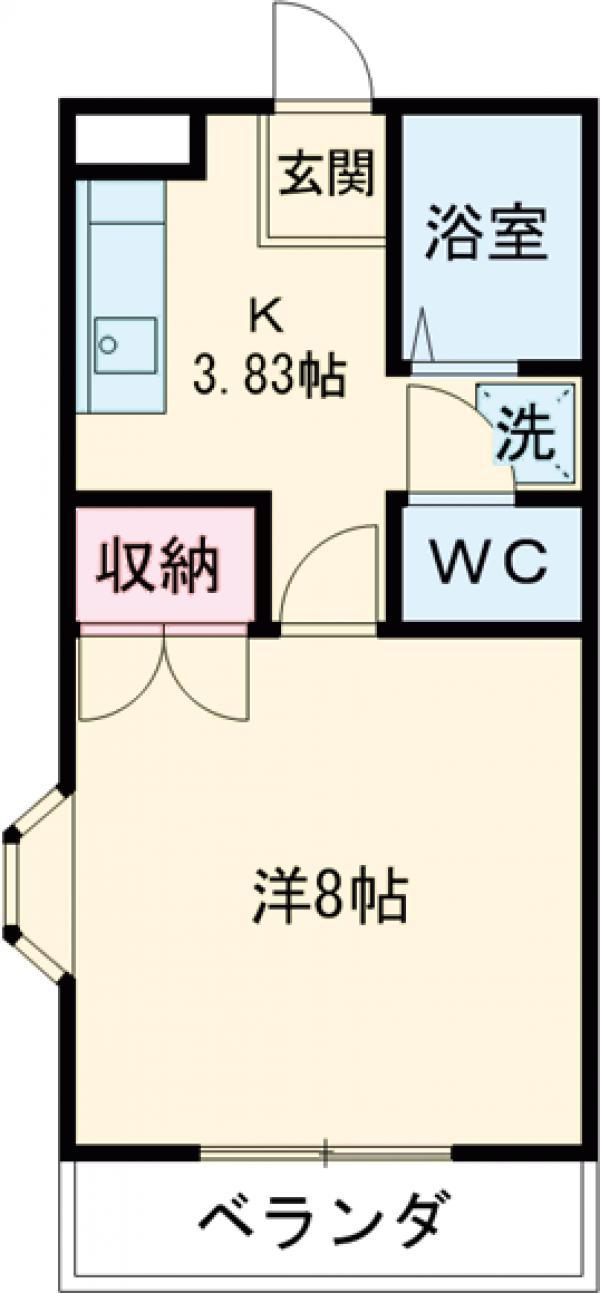 プレシオⅠ・Ⅱ(1K/2階)の間取り写真