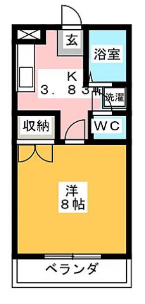 プレシオⅠ・Ⅱ(1K/2階)の間取り写真