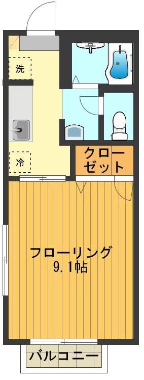 NSハイツ(1K/2階)の間取り写真