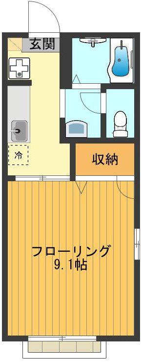 プラザコートⅡ(1K/2階)の間取り写真