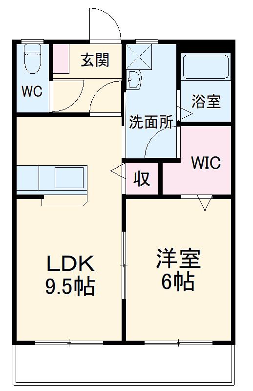 ブロードタウン神野ⅡE(1LDK/2階)の間取り写真