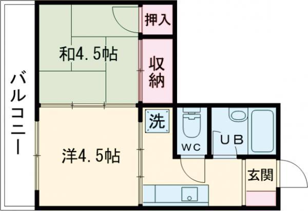 砂川ビル(2K/4階)の間取り写真