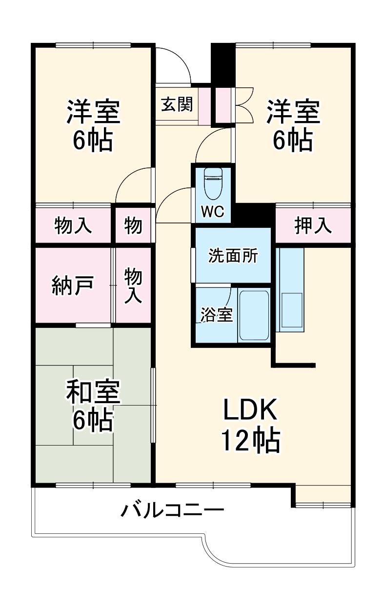 小枝ハイツ(3LDK/3階)の間取り写真