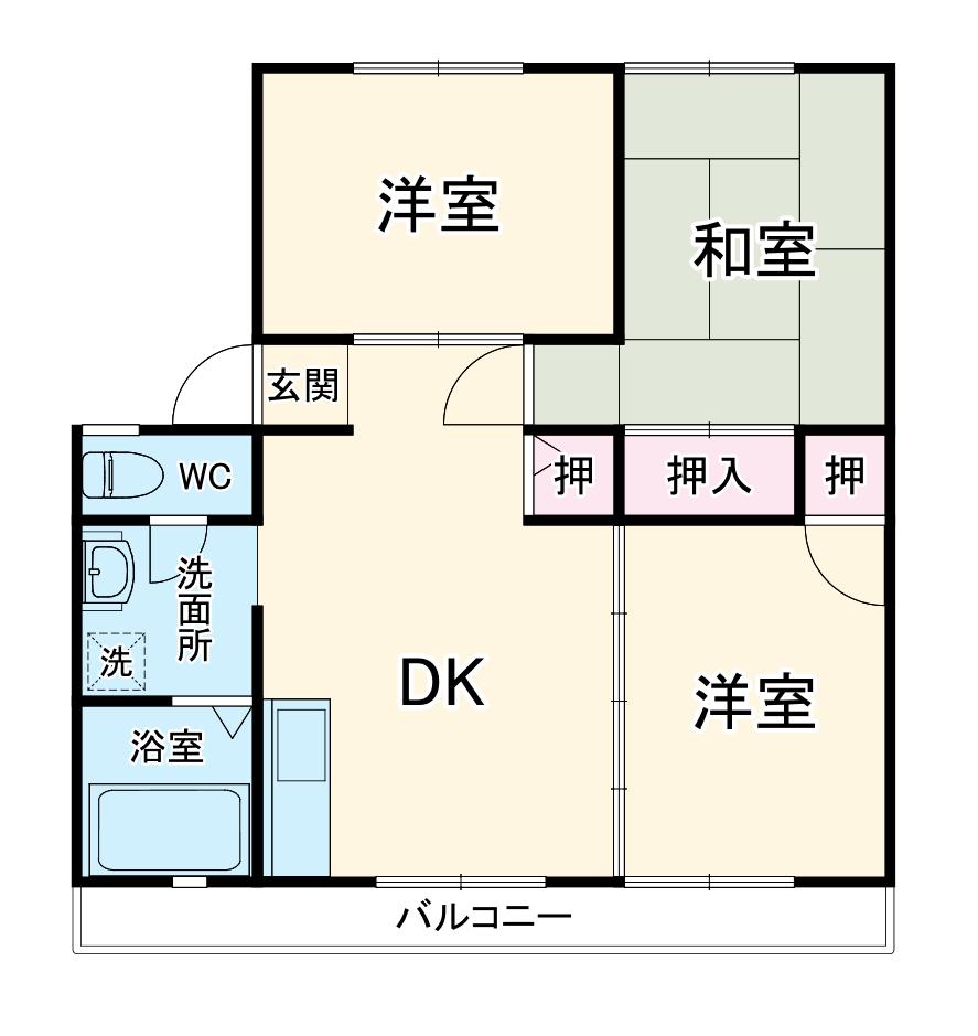 大崎台グリーンタウン9(2LDK/1階)の間取り写真