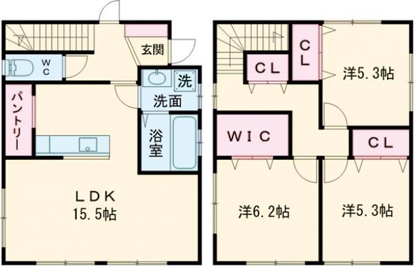 両毛線 前橋駅 徒歩20分 2階建 築1年(3LDK)の間取り写真