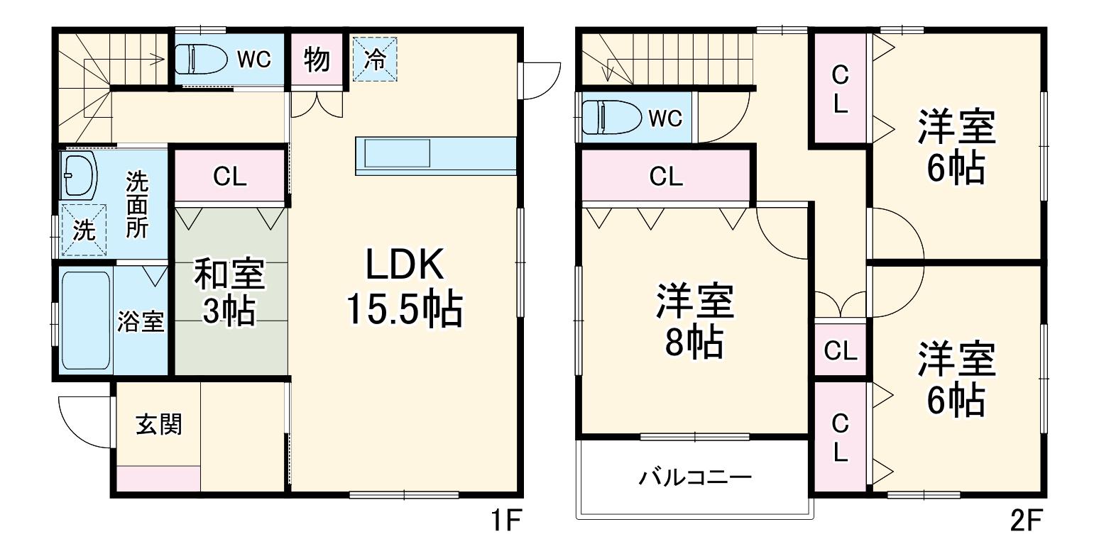 三岐鉄道三岐線 大矢知駅 徒歩17分 2階建 築14年(3LDK)の間取り写真