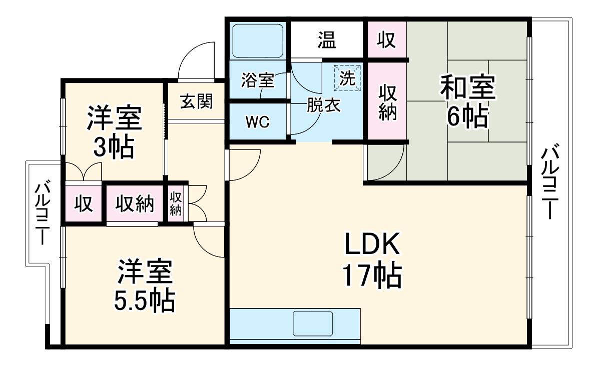 相模原富士マンションC棟(3LDK/4階)の間取り写真