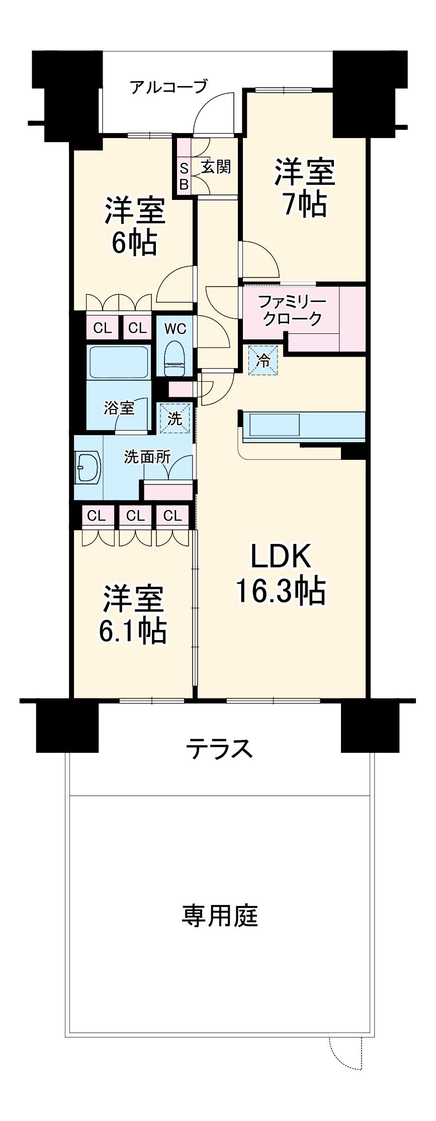 ユトリシア弐番館(3LDK/1階)の間取り写真