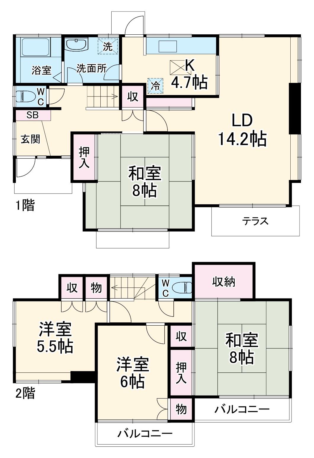高崎線 北鴻巣駅 徒歩15分 2階建 築40年(4LDK)の間取り写真