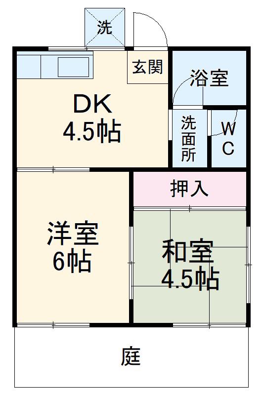 豊明ハイツ(2DK/2階)の間取り写真